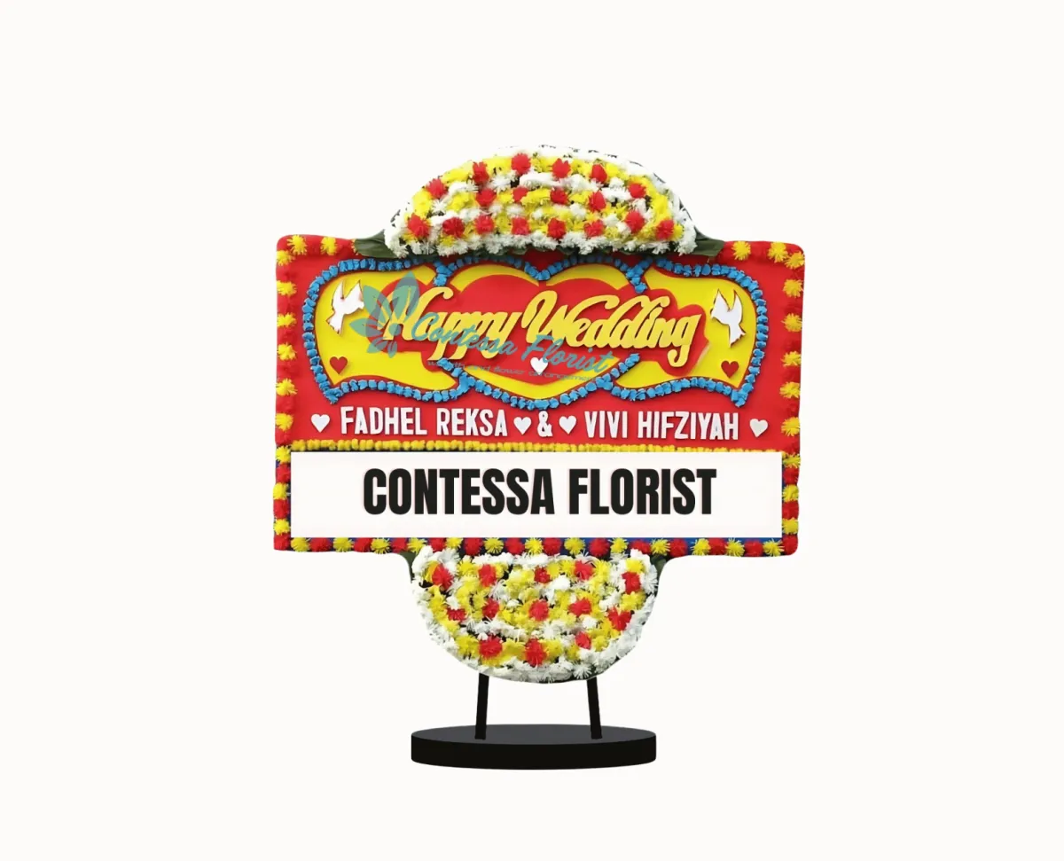 Bunga Papan Happy Wedding Murah & Elegan